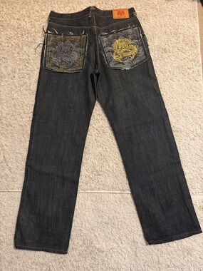 Vintage Red Monkey Jeans with Embroidered Back Pockets